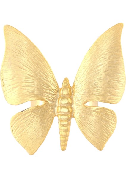 Kadın Mat Altın Renk Kaplama Ayarlanabilir Büyük Kelebek Yüzük indirimleri