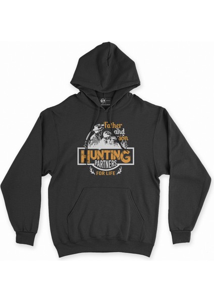 Cix Baba Oğul Avcılık Siyah Kapşonlu Sweatshirt Hoodie