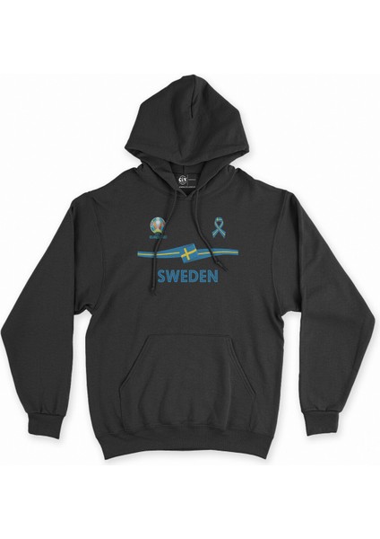Cix Isveç Euro 2020 Siyah Kapşonlu Sweatshirt Hoodie