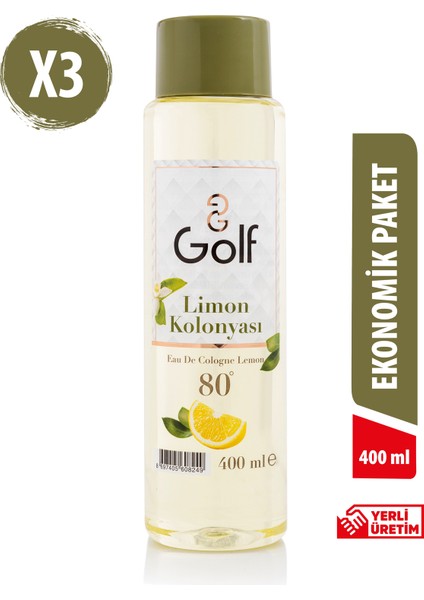 Golf Limon Kolonyası 400 ml 80°C 3'lü