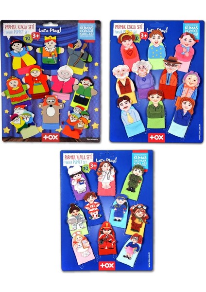 3 Set - 30 Parça Masal Kahramanları Aile Bireyleri ve Meslekler Parmak Kukla