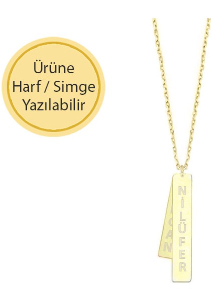 14K Altın Isimli Ikili Plaka Kolye