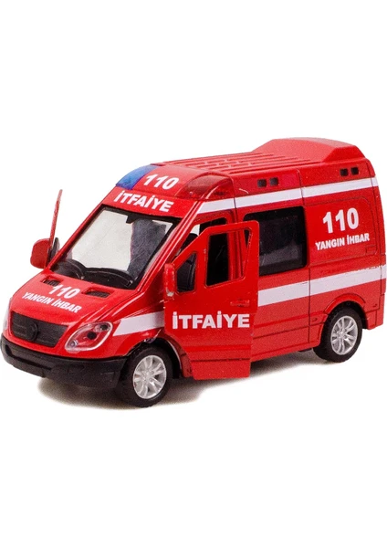 Cs-13 Metal Kasa Die-Cast Itfaiye Oyuncak 14 cm Çek Bırak