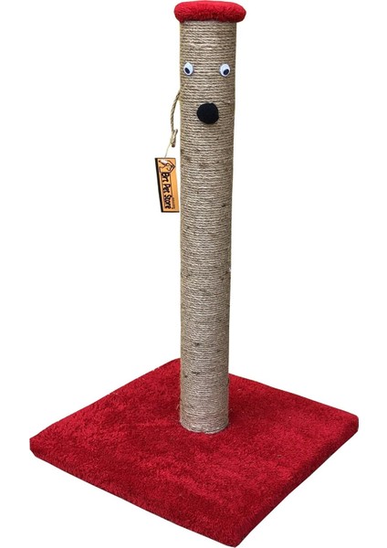 Peluş Kedi Tırmalama Tahtası - 52 Cm-Kırmızı