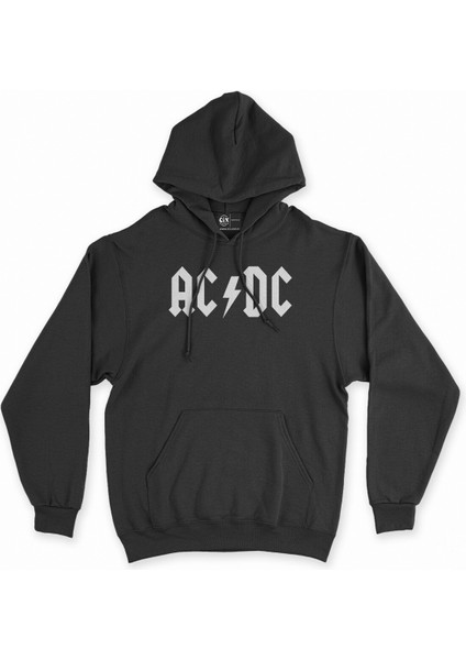 Cix Ac Dc Logolu Siyah Kapşonlu Sweatshirt Hoodie