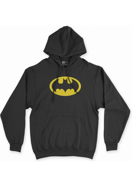 Cix Sarı Batman Logolu Siyah Kapşonlu Sweatshirt Hoodie