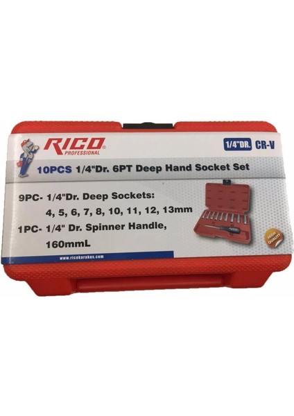 RC1010 1/4" Uzun Lokma Set Takımı 11 Parça 4-13MM