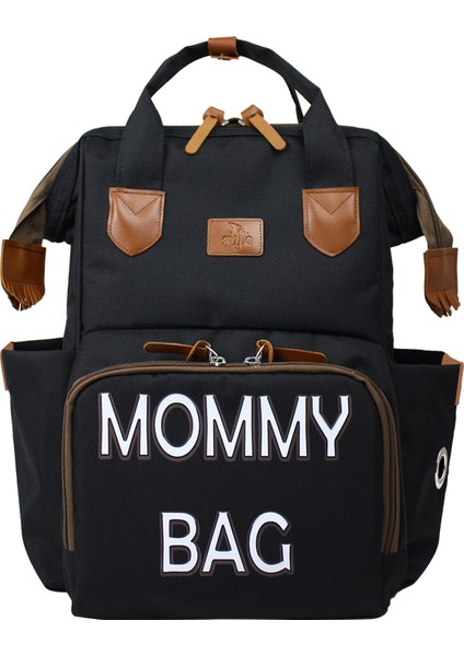 Doce Mommy Bag Anne Bebek Bakım Sırt Çantası-Beyaz Baskı