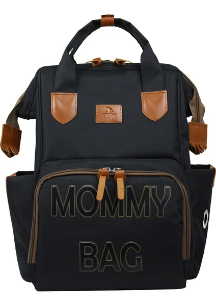 Doce Mommy Bag Anne Bebek Bakım Sırt Çantası-Siyah Baskı