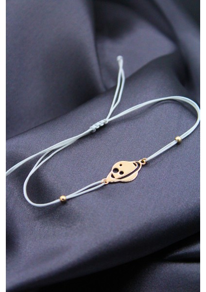 925 Ayar Gümüş Rose Satürn Gri Makrome Bileklik