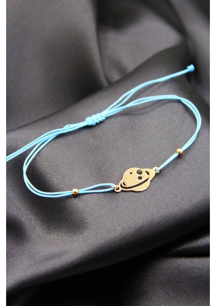 925 Ayar Gümüş Rose Satürn Turkuaz Makrome Bileklik