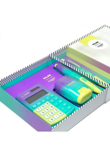 6350SNY Compact Sunset Kare 4lü Yeşil-Sarı Hesap Makineli Hediye Set fiyatları