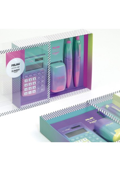 6350SN Compact Sunset Kare 4lü Pembe-Yeşilhesap Makineli Hediye Set fiyatları