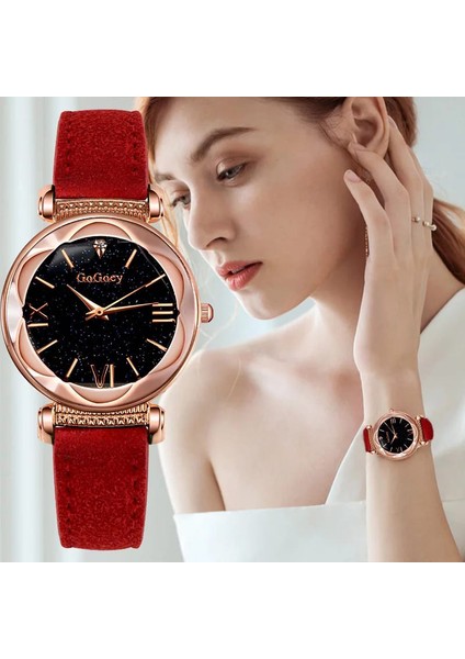 Kadın Kol Saati Kırmızı Rose Gold Lüks Moda Şık Bayan G4417K modelleri