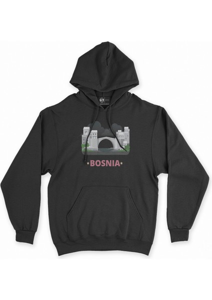 Cix Bosna Hersek Siyah Kapşonlu Sweatshirt Hoodie