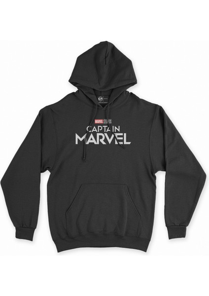 Cix Captain Marvel Studios Siyah Kapşonlu Sweatshirt Hoodie