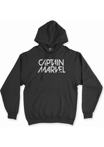 Cix Captain Marvel Siyah Kapşonlu Sweatshirt Hoodie