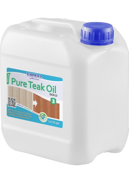 Marine Teak Oıl / Gold (Solventsiz Natürel Tik Yağı) 5 Lt ve uygulama süngeri