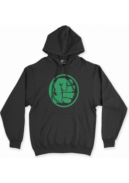 Cix Hulk Yumruk Siyah Kapşonlu Sweatshirt Hoodie