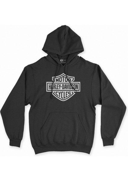 Cix Harley Davidson Cycles Siyah Kapşonlu Sweatshirt Hoodie