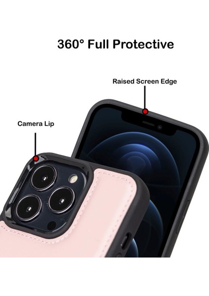 Apple iPhone 13 Pro Max Uyumlu Deri Arka Kapak Nu2 Pembe modelleri
