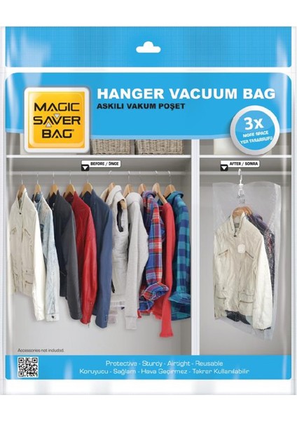 Magic Saver Bag 4'lü Askılı Vakumlu Poşet Seti 2L 2XL