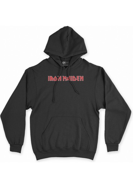 Cix Kırmızı Iron Maiden Siyah Kapşonlu Sweatshirt Hoodie