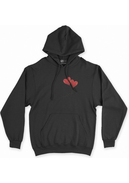 Cix Balonlu Kalpler Siyah Kapşonlu Sweatshirt Hoodie