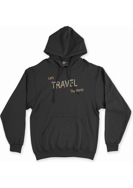 Cix Let's Travel The World Siyah Kapşonlu Sweatshirt Hoodie