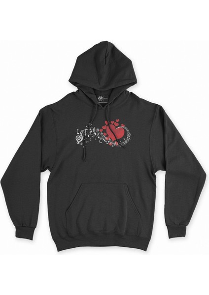 Cix Müzik Aşkı Siyah Kapşonlu Sweatshirt Hoodie