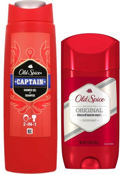 Original Deodorant 85 gr ve Old Spice Captain Shower Gel + Shampoo 250ML