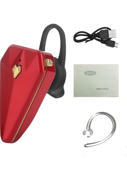 Tek Kulaklı Mini Araba 4.1 Stereo Bluetooth Kulaklık Kırmızı (Yurt Dışından)