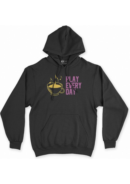 Cix Pembe Play Every Day Siyah Kapşonlu Sweatshirt Hoodie