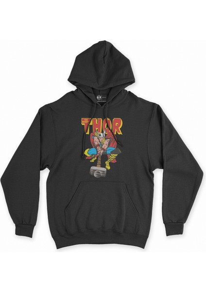 Cix Thor The Mighty Avenger Siyah Kapşonlu Sweatshirt Hoodie