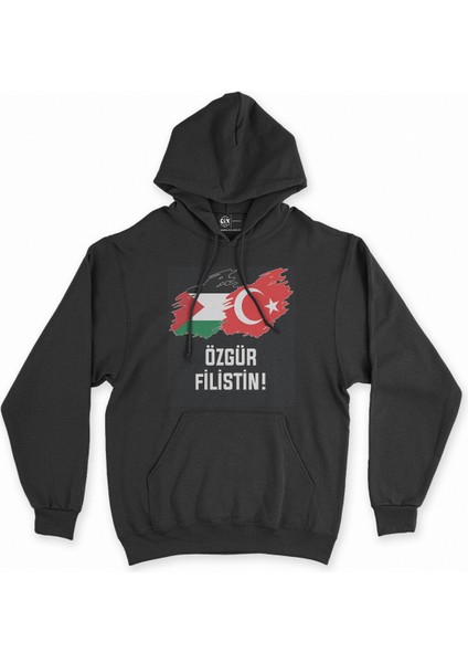 Cix Özgür Filistin Siyah Tişört Kapşonlu Sweatshirt Hoodie