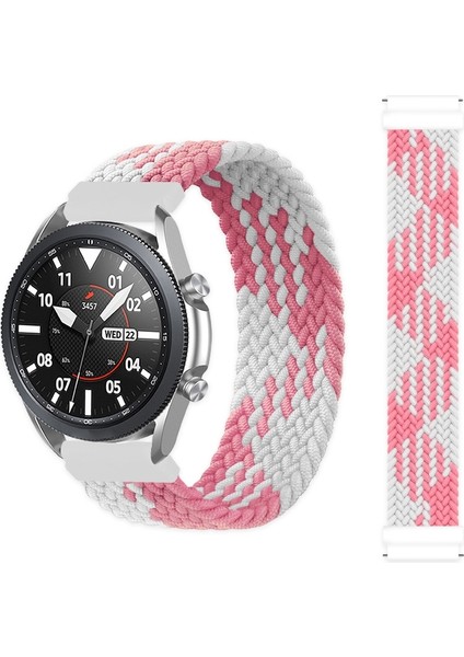 Samsung Galaxy Watch3 41 mm 165 mm İçin Iki Renkli Naylon Kordonlu Saat Pembe - Beyaz (Yurt Dışından)