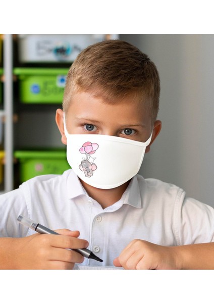 Yıkanabilir Beyaz Çocuk Maske-9