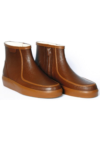 Krep Bot Fermuarlı Kısa Çizme Kahve