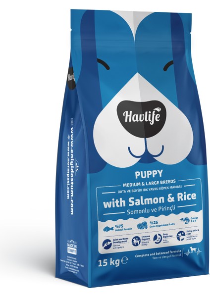 Somonlu ve Pirinçli Orta ve Büyük Irk Yavru Köpek Maması 15KG