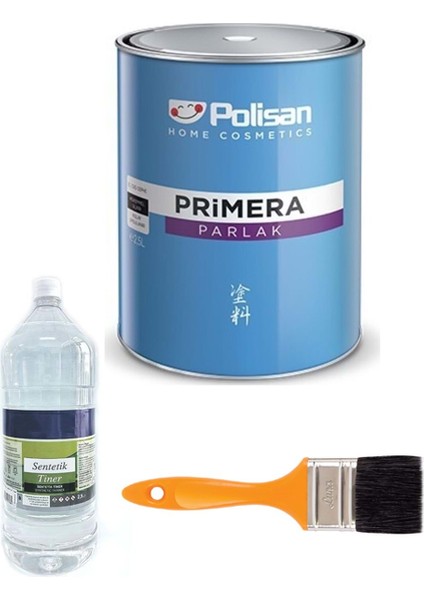 Primera Parlak Kırmızı Yağlı Boya 0.75L + Sentetik Tiner 250ML + No 2 Fırça