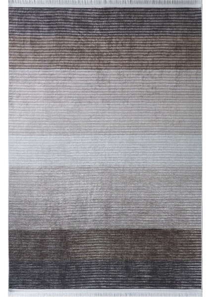Louis Casa Modern Yıkanabilir Dekoratif Saçaklı Kilim Capella 01C Kahve