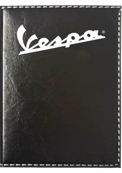 Vespa Logolu Siyah Ruhsat Kabı