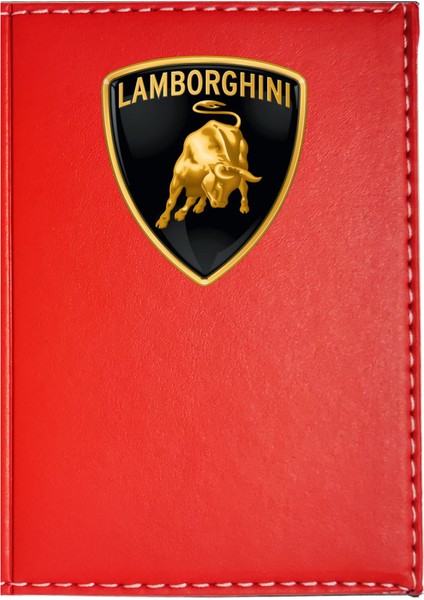 Lamborghını Logolu Kırmızı Ruhsat Kabı