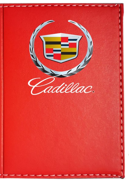 Cadıllac Logolu Kırmızı Ruhsat Kabı