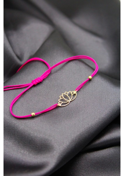 925 Ayar Gümüş Rose Sade Lotus Mor Makrome Bileklik