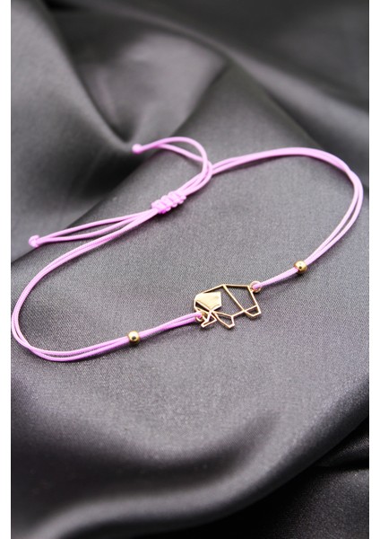 925 Ayar Gümüş Rose Origami Fil Lila Makrome Bileklik