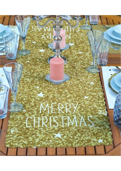 4+1 Mery Christmas Motifli Amerikan Servis & Runner Seti fiyatları