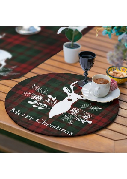 6+1'li Mery Christmas Ekose Özel Tasarım Supla Runner Seti fırsatları