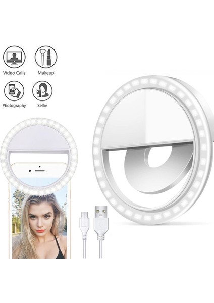 Selfie LED Mandallı Üniversal Ring Halka Flash Işık Light AL2608