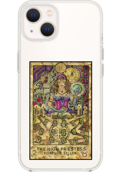 Apple iPhone 13 The High Priestess Desenli Premium Silikonlu Şeffaf Telefon Kılıfı